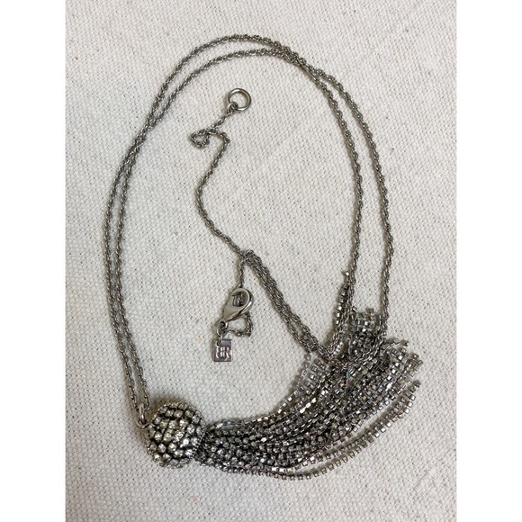 Banana Republic Silver Rhinestone tassel pendant necklace - Picture 4 of 6